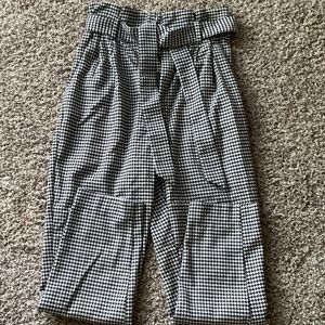 Houndstooth belted dress pants